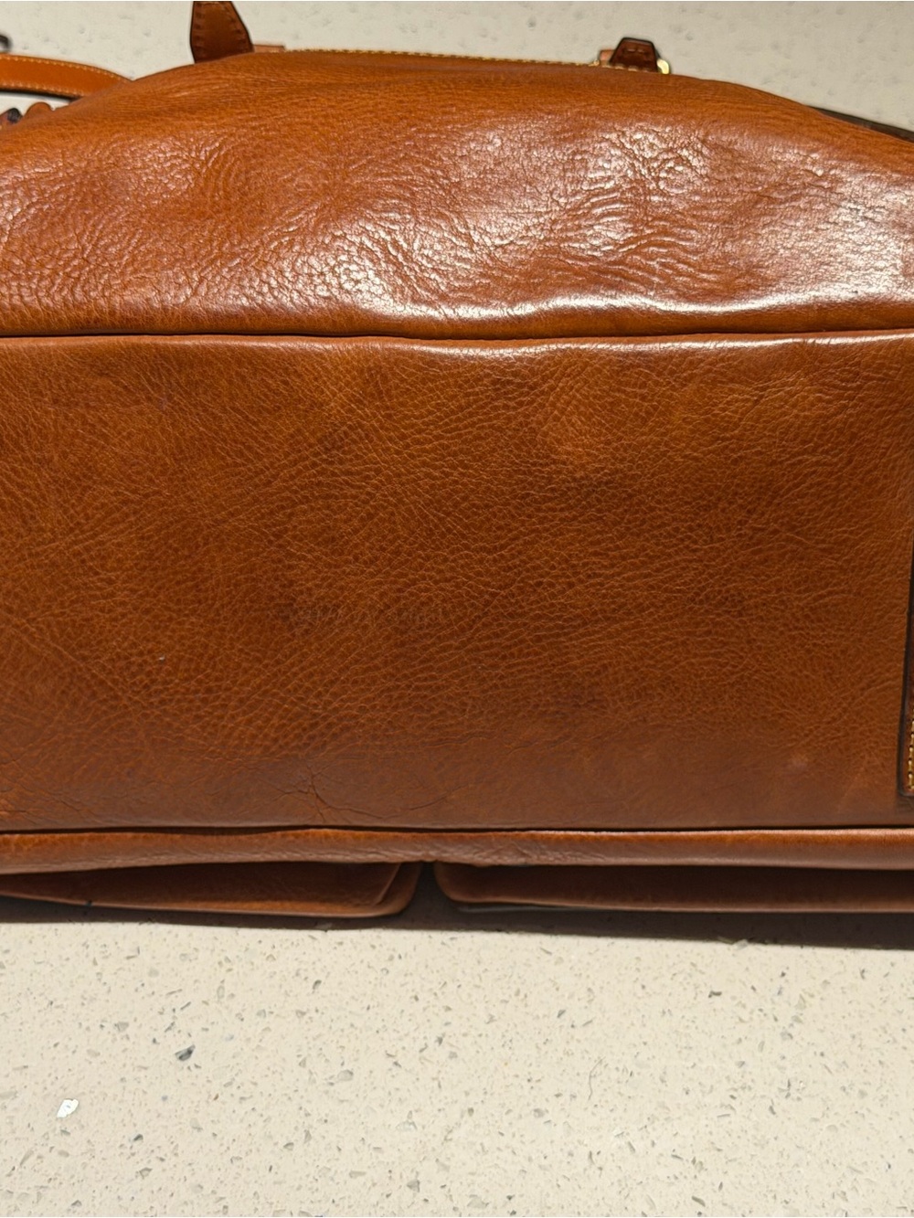 Dooney & Bourke Florentine Cognac Leather Structured Satchel - Picture 6 of 10